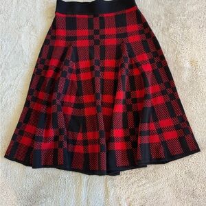 Polo Ralph Lauren Wool Red and Black Plaid Sweater Skirt size large